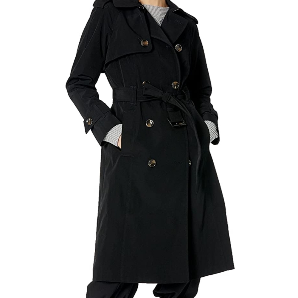 NWOT London Fog Black 3/4 Trenchcoat- Petite Small